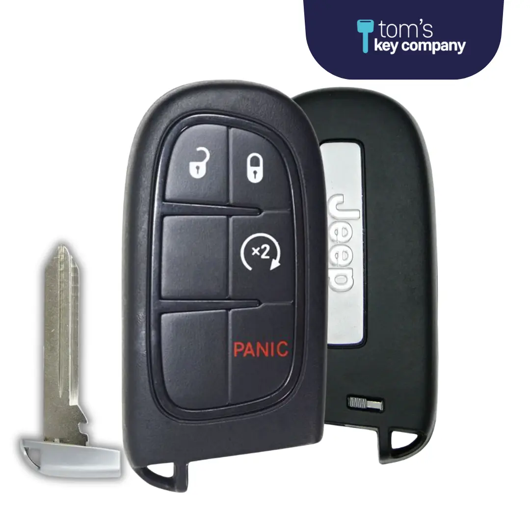 Like New Refurbished OEM 4 Button Smart Key with Remote Start for Jeep Cherokee Vehicles - PBC (JEEPSK-4B-RS-GQ4-54T-REFURB)
