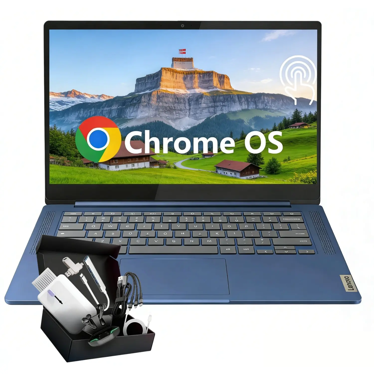 Lenovo Slim 3 Chromebook Laptop, 14'' FHD IPS Touchscreen, MediaTek Kompanio 520, 4GB RAM, 64GB eMMC, Chrome OS