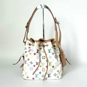 Pre-owned Louis Vuitton LV x Murakami White Multicolore Bucket, 23cm