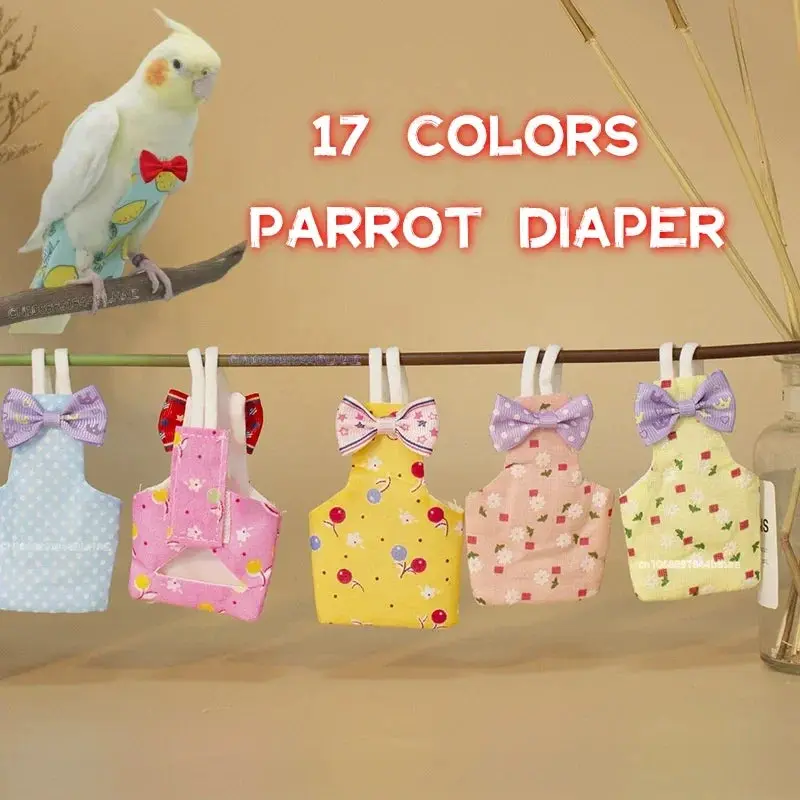 Parrot Diaper Flight Suit – Washable Bird Nappy with Bowtie for Parakeets, Cockatiels & Pigeons