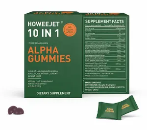 10-in-1 Alpha Shiraji Gummies 4000mg | Boosts Energy, Endurance, and Focus | Sugar-Free | Tongkat Ali, Maca Root, Fulvic Acid, Ginger, 85+ Trace Minerals, Non-GMO, Sugar-Free Vegan | Energy & Vitality | 60 Gummies
