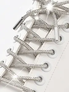 2pcs Artificial Diamond Shoelaces, Colorful Rhinestone Shoelaces, Fashion DIY Laces for Skate Shoes, Sports Shoes, Stylish Shoe Accessories