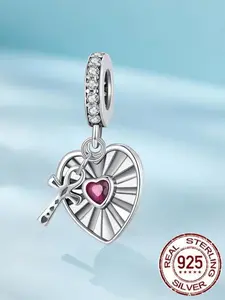 S925 Sterling Silver Heart Shaped Pendant, Fashionable Rhinestone Decor Pendant for Women & Girls, Trendy All-match & Exquisite Jewelry for Birthday Gift, Charm Necklace
