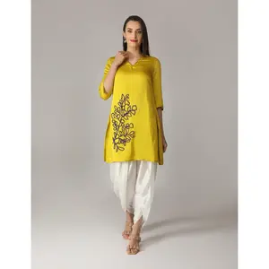 Iro Yellow Short Kurta With Dhoti Pants