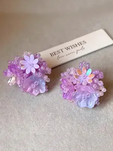 Elegant Floral Beaded Gradient Earrings, Stud Earring Jewelry, Luxurious Summer Party Wear for Women, Stylish Daily Accessories in Spring & Summer