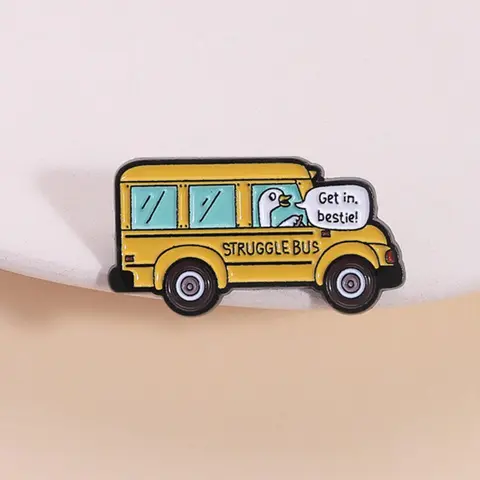 Cute Cartoon Goose & Bus Design Brooch, Fashionable Brooch for Women & Men, Enamel Pin Suitable for Backpacks, Jeans, Scarves, Hats Decoration