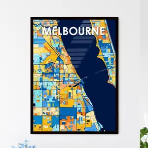 Melbourne Florida Art Map Vibrant Colorful Print For Unique Wall Decor Personalisable Gifts Perfect Home Accent