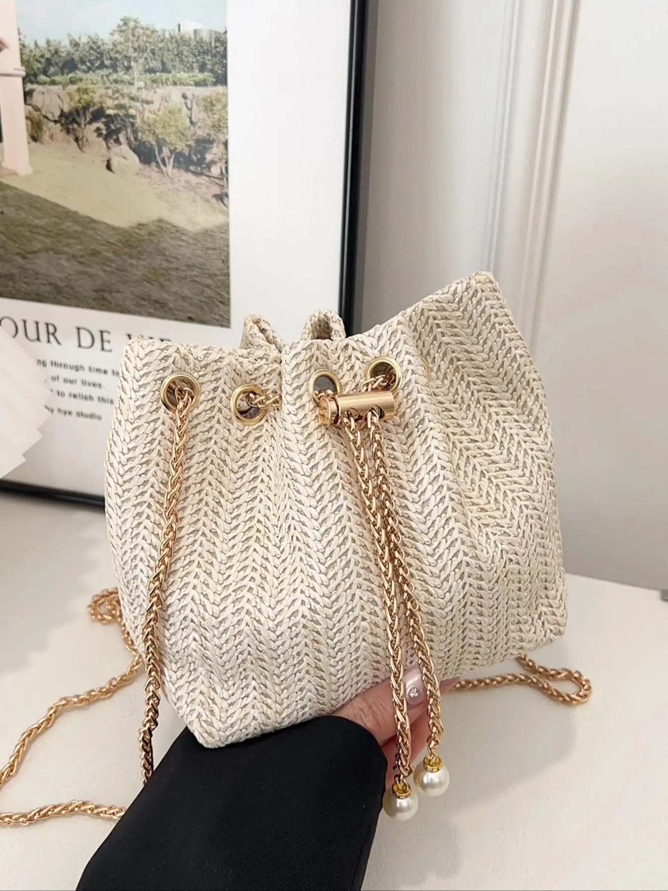 Fashionable Solid Color Hollow Out Knitted Crossbody Bag, Casual Versatile Design Shoulder Bag for Daily Used, Trendy All-match Bag for Shopping and T