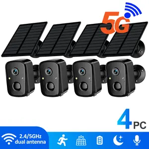 4MP Solar Security Cameras Wireless Outdoor Battery Powered 3K 5GHz WiFi PIR AI Motion Detection IP65 Waterproof Color Night Vision 2 Way Audio for Home Surveillance