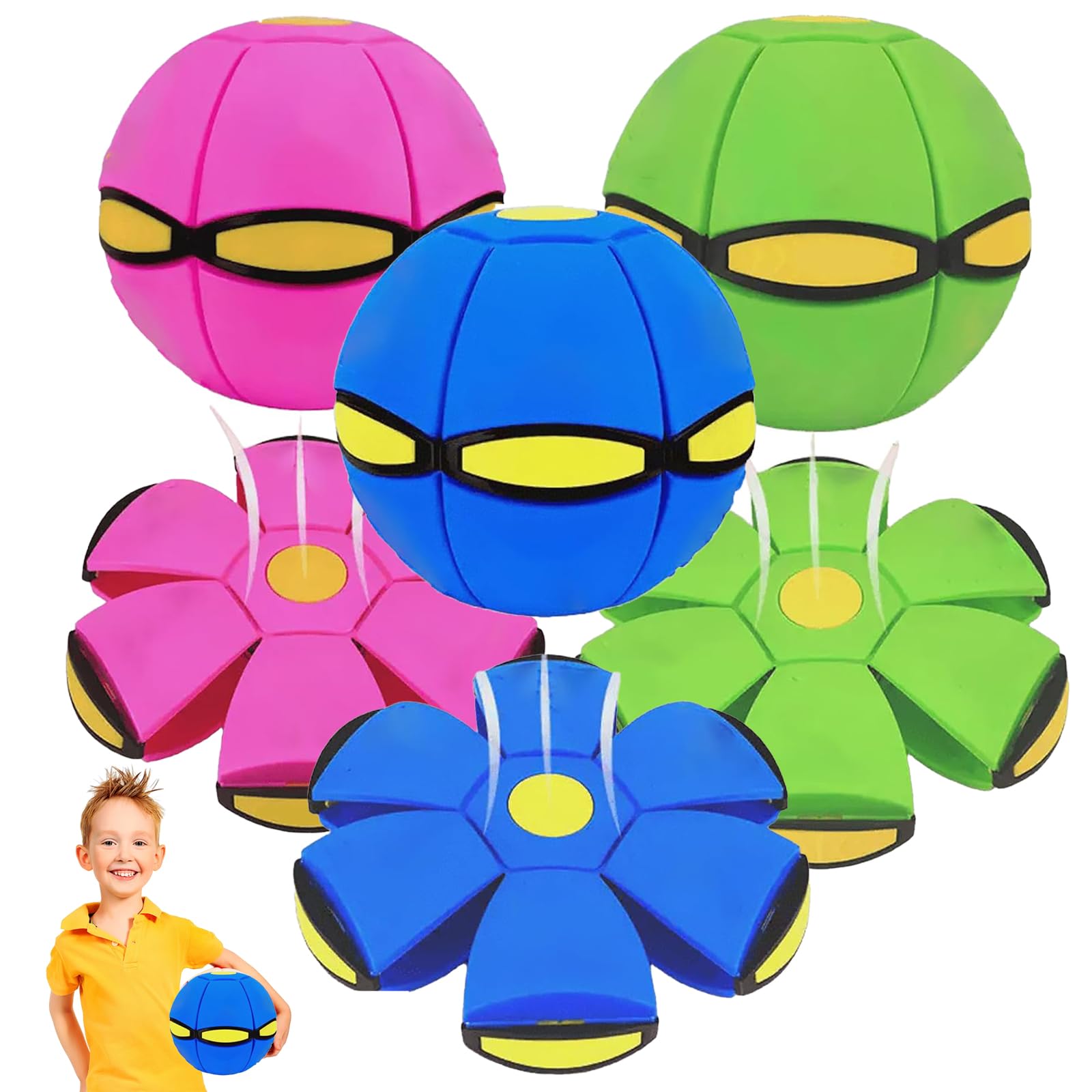 3Pcs Magic Bouncing Ball - Magic Meta Ball, Magic Flying Saucer, Bouncy Ball, Parent-Child Interaction, Doggy Disc Balls for Small & Large Dogs, Dual Form Freely Switchable ,  magic meta ball,  popup ball ,  kids ball