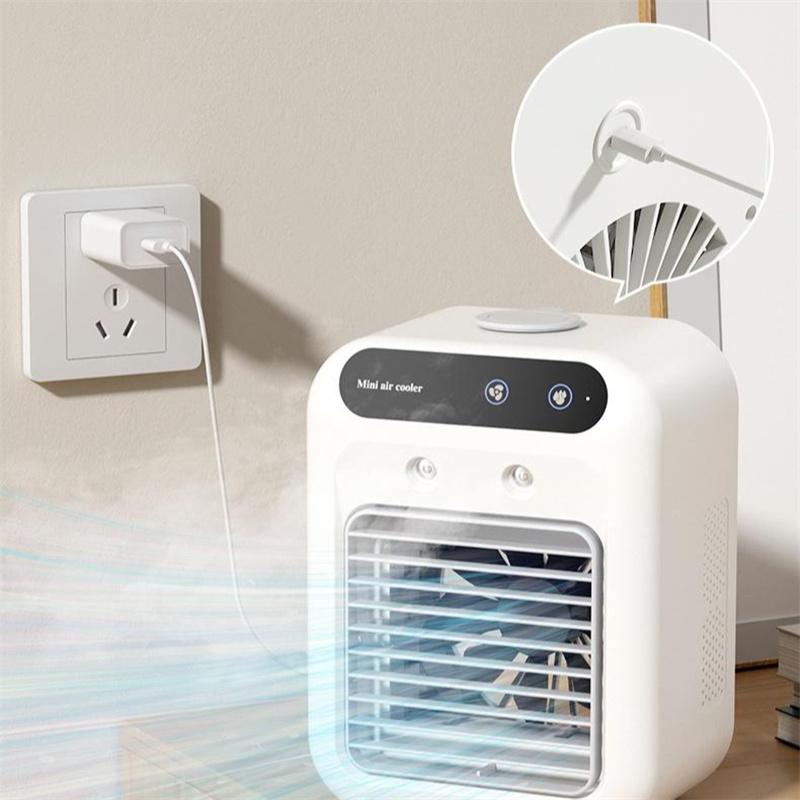 Portable Air Conditioner Air Cooler Fan with Atomization Technology for Room Office Cars USB Powered Ivory White 25W 167x225x120mm Touchscreen Control
