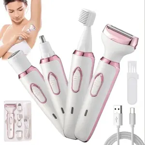 Women's Four-In-One Electric Shaver, Rechargeable Bikini Trimmer, Suitable for Face Body Arms Legs, Perfect Daily Care Tool, Personal Care Appliances