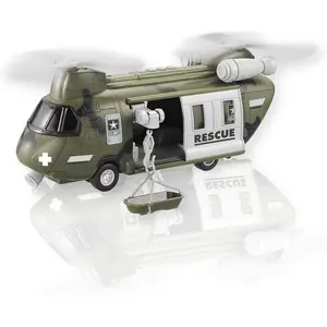 Lollipop United States Army Helicopter Toy, Military Rescue Copter w/Lights, Sound & Accessories, Soldier Transport Aircraft Model, 3+
