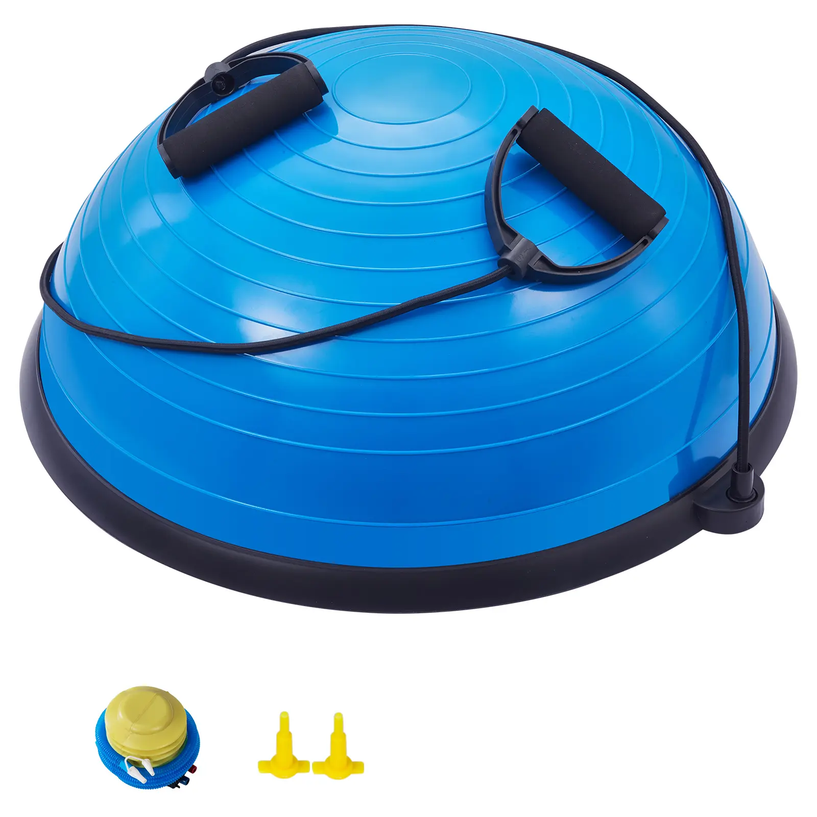 Half Exercise Ball Trainer Balance Ball Trainer, 660lbs Capacity Stability Ball, Yoga Ball with Resistance Bands Foot Pump, Strength Fitness Ball for Home Gym, Full Body Workout, Blue
