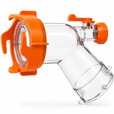 RV Tank Rinser with Transparent 45-Degree Elbow-Shape 3 in Sewer Hose Adapter, Orange Shut-Off Valve, Leak-Resistant Bayonet & Lug Fitting, Gasket for Standard RV Sewer Outlets, Efficient Reverse Flush for Black Water Tanks