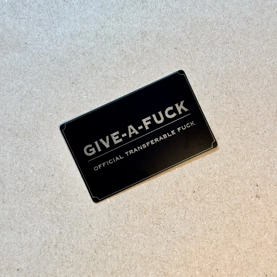 Give a F*ck Card Engraved Metal Wallet Card Funny Meaningful Gift Thick Anodized Aluminum Double Sided Engraving