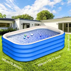 [Durable Large Inflatable Pool] Extra Large And Thickened Multi-Layer Family Inflatable Pool, Blue And White, Durable And Sturdy, Suitable For Backyard, Garden, Summer Parties & Family Gatherings, Ideal Gift For Summer Holidays & Birthdays
