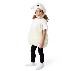 Plush Lamb Costume Dress For Toddlers - Plush Lamb Outfit with Hood, Floppy Ears, Tail & Tunic – Unisex Baby Romper - Animal Dress Up for Halloween, Farm Theme, Cosplay & Playtime