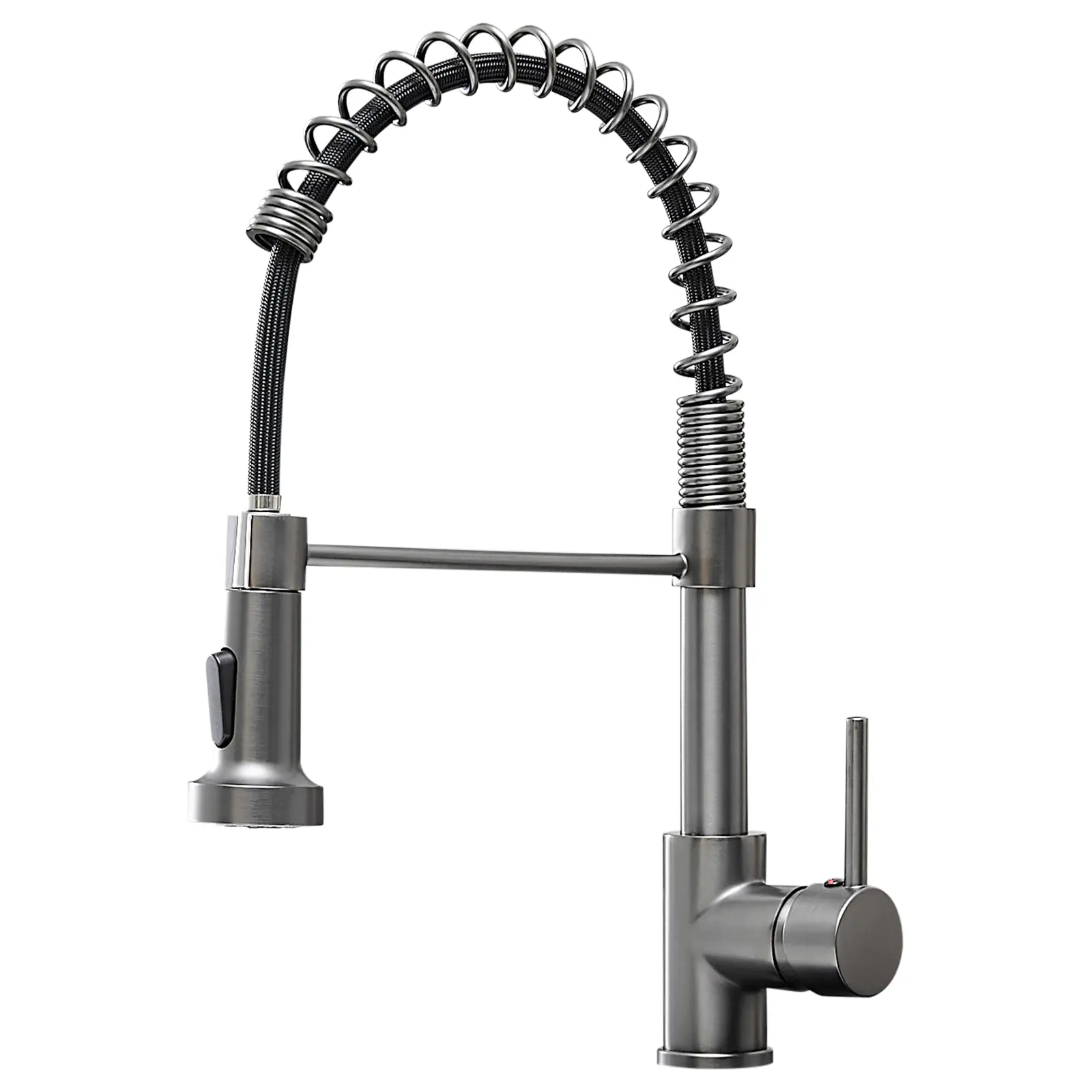 Commercial Kitchen Faucet with Pull Down Sprayer, Single Handle High Arc Kitchen Sink Faucet, 360° Swivel Gooseneck Faucet with Stream & Spray Modes