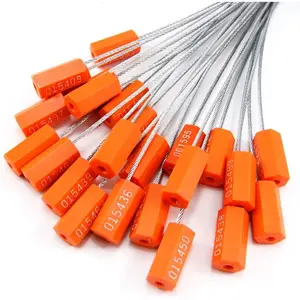 20pcs Orange Disposable Tamper Proof Numbered Security Cable Seals Self-Locking Pull Tight Steel Wire Seals for Truck Trailers Cargo Containers Shipping
