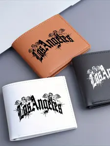 Los Angeles Printed Wallet, Casual Style Pu Leather Folding Wallet, Credit Card Slot Coin Purse, Perfect Valentine's Day Gift, Bifold Wallets