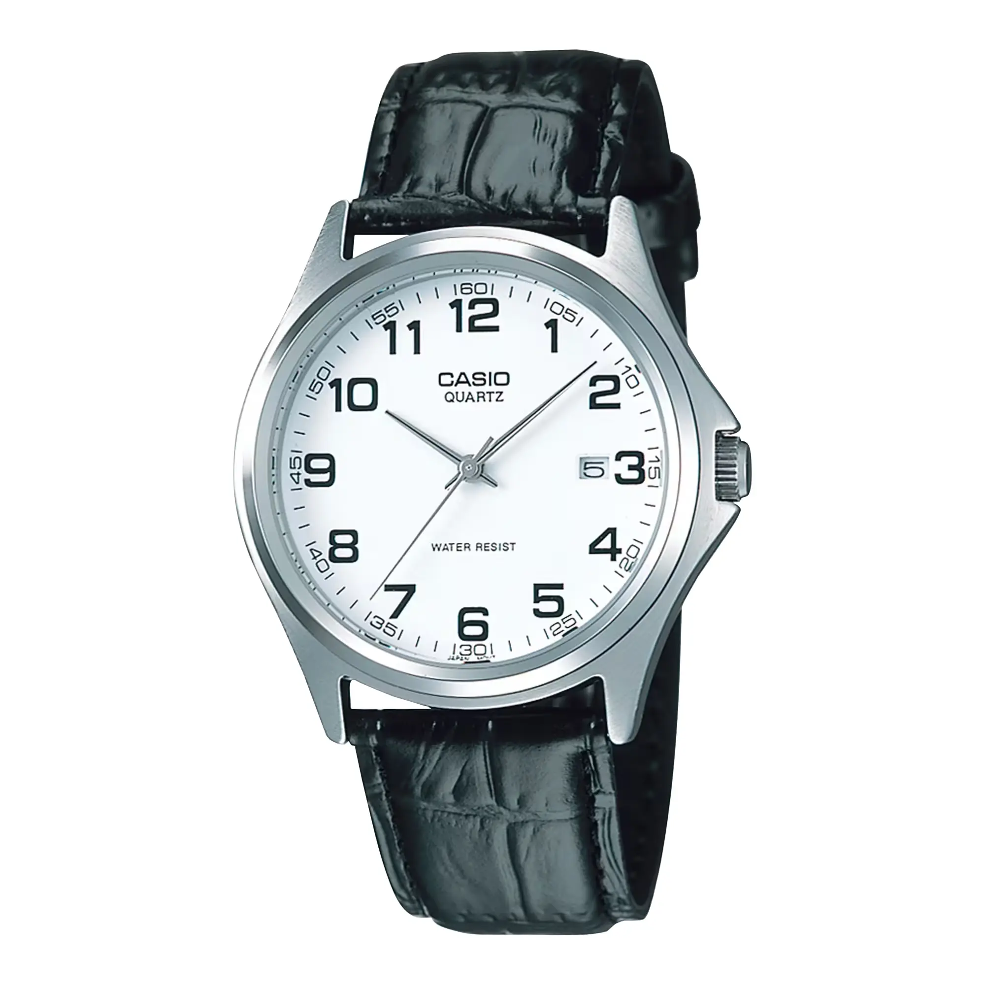 Casio Men’s Silver Analog Watch with Black Leather Strap - MTP-1183E-7B