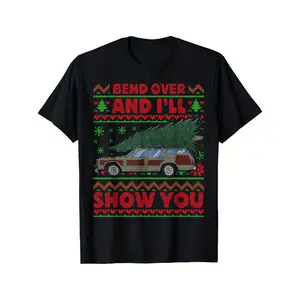 Festive MenS Christmas Vacation Graphic Tee Featuring Clark Car and Holiday Decor Casual Short Sleeve TShirt for Fans