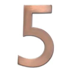 Architectural Mailboxes  Solid Cast Brass 5 in. Antique Copper Floating House Number 5, Decor, Signs, Metal