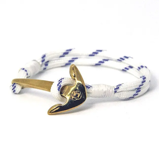 Blue Stripe Nautical Anchor Bracelet Brass 165