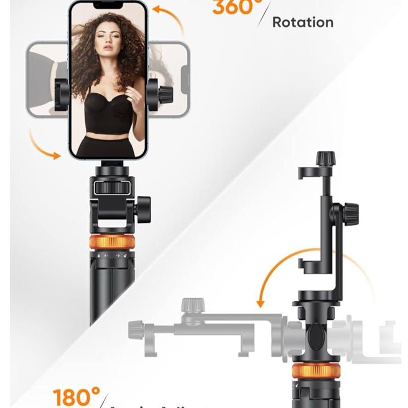 61" Phone Tripod for iPhone/Android & Selfie Stick with Remote, Upgraded Stand, Compatible with iPhone 16/15/14/13, Travel-Friendly & Stable