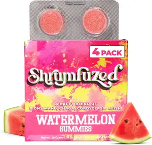 NEW!!! Shrumfuzed Mushroom Gummies | Nootropic Mushroom Supplement with Lion's Mane, Reishi, Cordyceps & Chaga | 4 Count, Watermelon