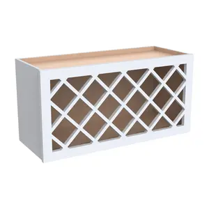 Solid Wood RTA Wine Bottle Rack Wall Cabinet with Lattice Panels Wine Holder Wine Storage Cabinet for Bar, Pantry Traditional