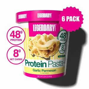 Legendary Foods Garlic Parmesan Protein Pasta Plus (6-Pack) - 48g Protein, 8g Net Carbs, Gluten Free