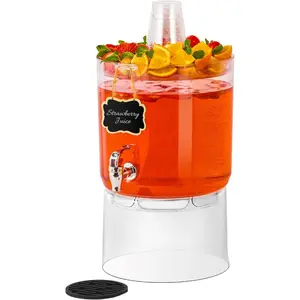 2 Gallon Beverage Dispenser for Parties, BPA-Free Drink Dispenser with No Drip Spigot, Juice Dispensers with Stand, Transparent Dispenser Countertop for, and Drink Fountains