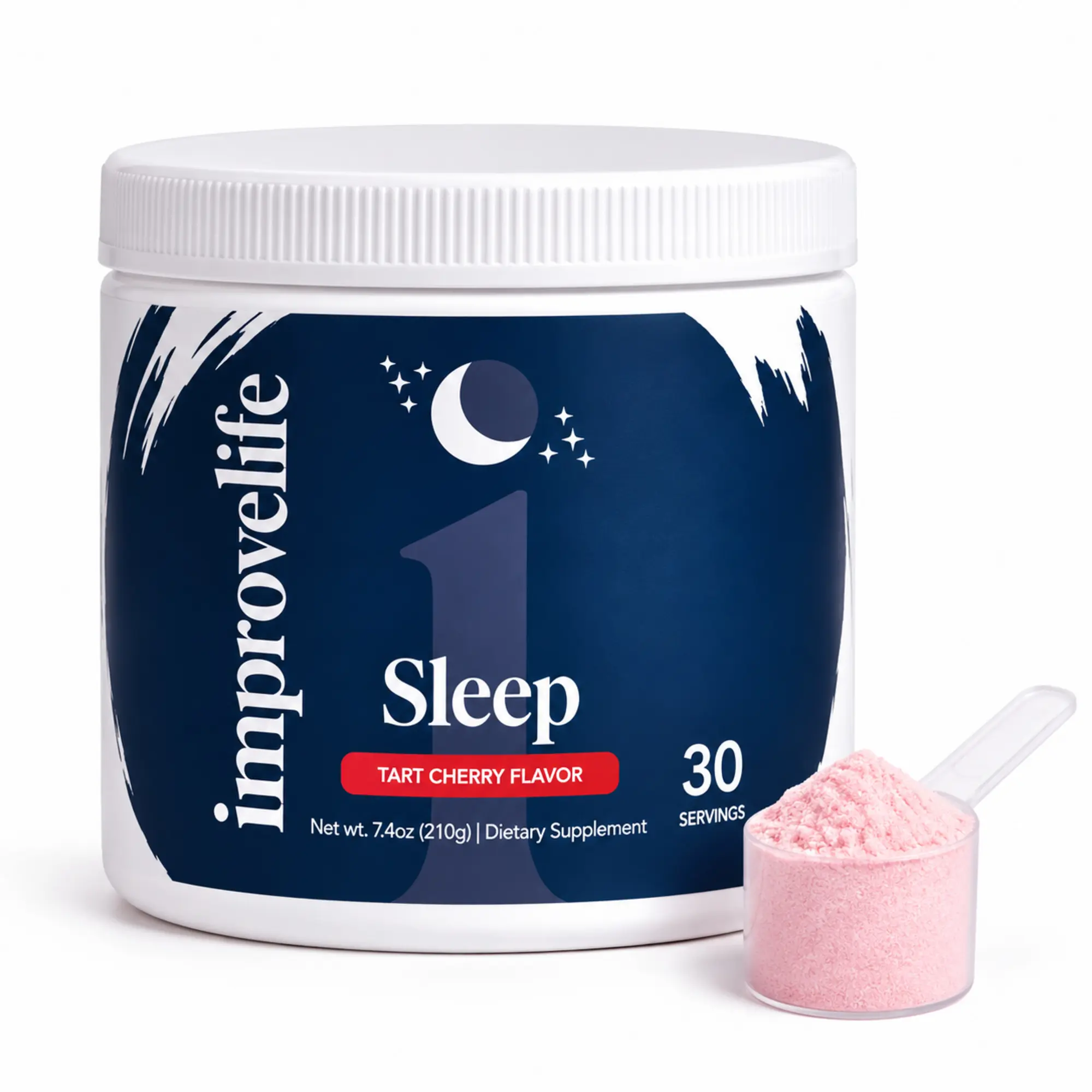 ImproveLife Natural Healthcare Sleep Support Supplement Powder - Melatonin-Free, Sugar-Free, Tart Cherry Flavor, Magnesium Glycinate, Glycine, L-Theanine, Lemon Balm for Nighttime Relaxation