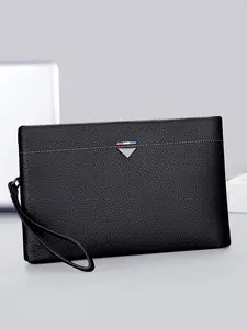 Men's Business Solid Color Leather Clutch, Large Capacity Bag, Fashionable Clutch Bag for Men for Work & Daily Used