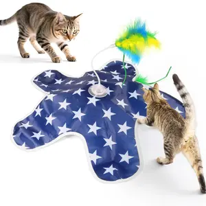 TxfnY Interactive Cat Toy, Automatic Cat Toys for Indoor Cats, Tumbler Style Hide and Seek Cat Toy with Motion Activated, Chirping,  Moving Feather, USB Rechargeable