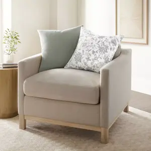 Jacobean Pattern Cotton Throw Pillow Cover With Pillow Insert Set - Becky Cameron, Jacobean Gray, 20 x 20