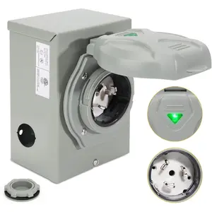 50A Generator Power Inlet Box with Pre Punched Detachable Knockouts,NEMA SS2-50P Outdoor Generator Transfer  with LED Light ,3 Prong Power Inlet Box for Outdoor Use,ETL Listed