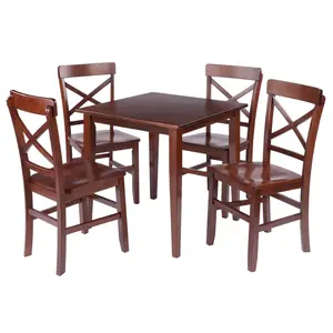 Winsome 94503 Groveland 5-Pc Dining Room Set - Walnut Furniture, Kitchen Table Set with X-Back Chairs