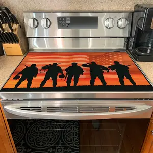 1PC heat insulation pad Veterans Day / July Fourth Soldier Silhouette Felt Heat Resistant Mat - Non-Slip Washable Dust-Proof Kitchen Decor Pad for Stove, Table, Washer, Fridge, Bathroom & Appliances
