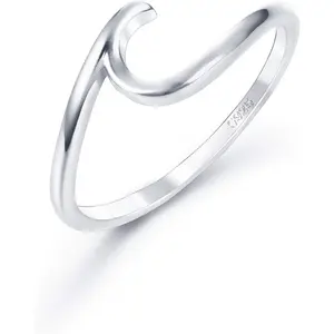 FINREZIO 1 Pc Silvery 925 Sterling Silver Ring for Women Men Irregularly Shaped Ring Uniquely Designed Ring Jewelry for Daily Wear Beach Wave Ring Fashionable Rings
