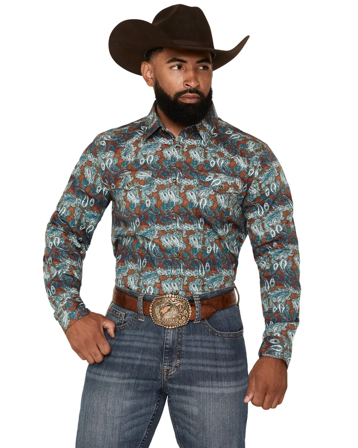 Cody James Men's Men'S Gilbert Paisley Print Long Sleeve Snap Western Shirt - Cjfa26w15-Bl