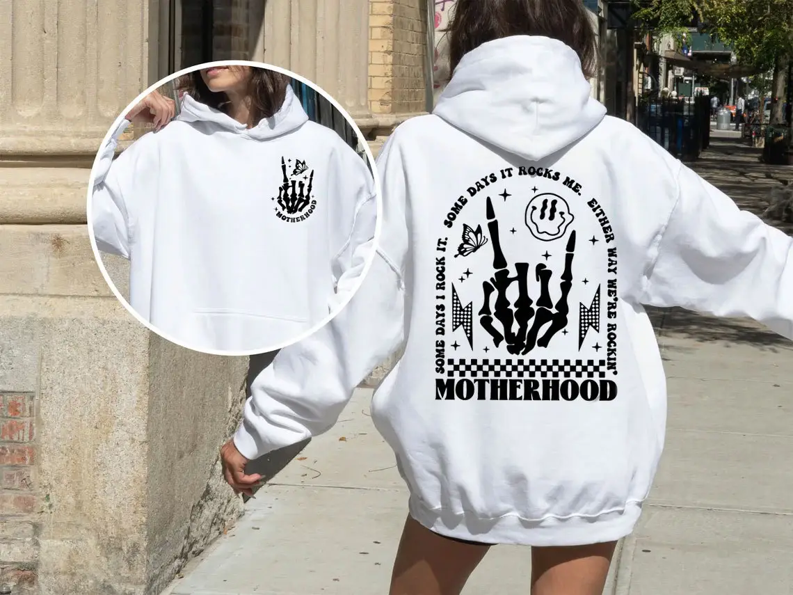 Motherhood Sometimes hoodie, Motherhood Sometimes I Rock It Sometimes It Rocks Me, Mama Shirt, Mom Shirt, Cute Retro Shirt for Moms, Boy Mom