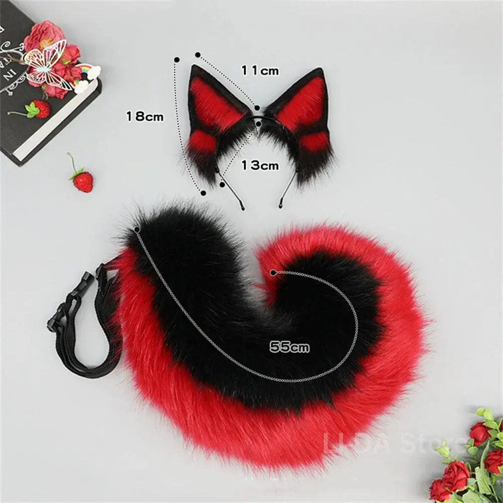 Women's Handmade Animal Theme Hair Hoop Set - German Shepherd Dog Ears, Faux Fur Wolf Tail - Lolita Cosplay Costumes Accessories