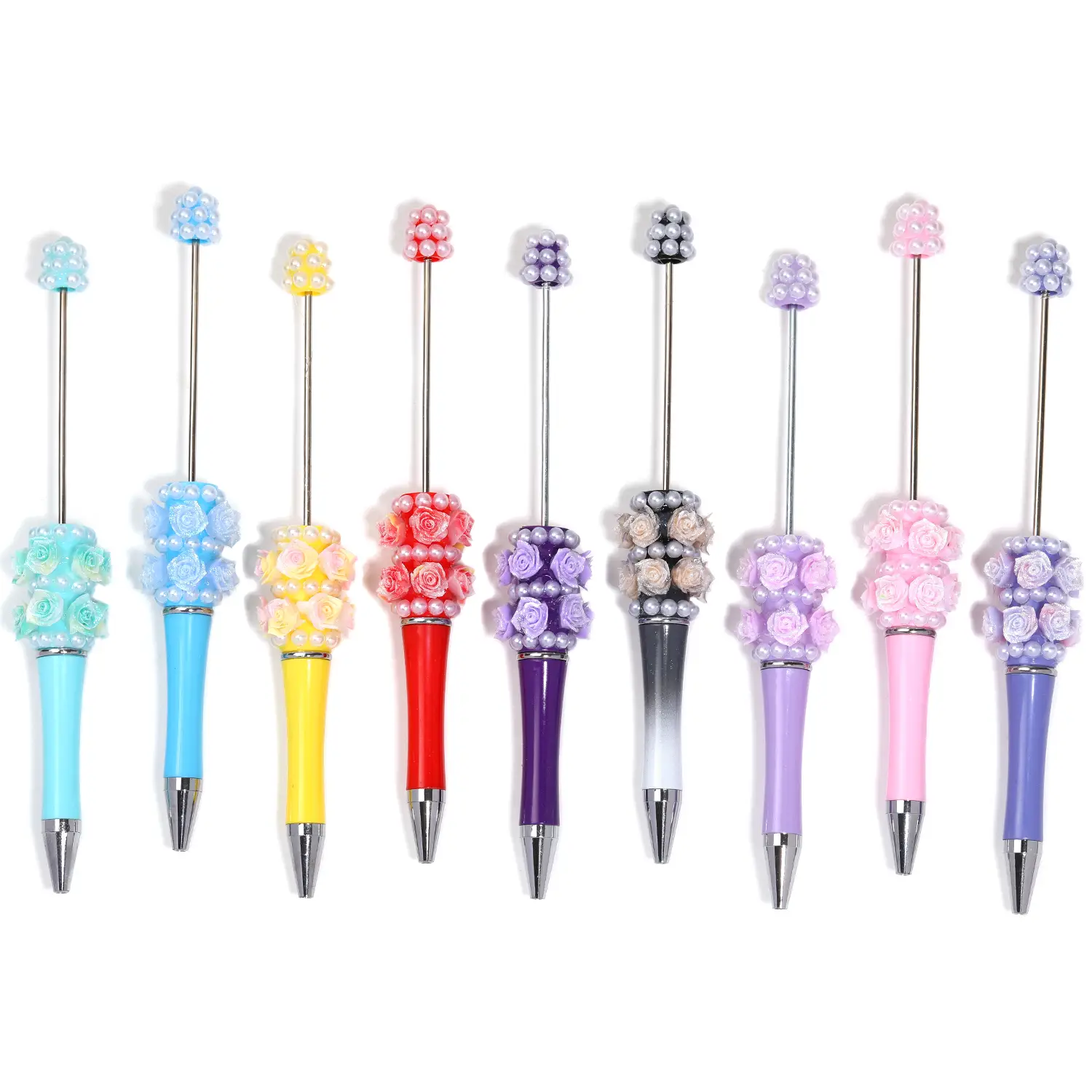 【P79】Qty 5 diy color changing bead pen creative plastic ballpoint pen that changes color when exposed to light beaded longer writing time