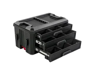 3-Drawer Stackable Storage Box, Heavy-Duty Organizer for Garage, Workshop (Tools & Hardware Case)