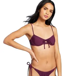 Juniors' Shirred Underwire Bikini Top Xhilaration Plum Purple M