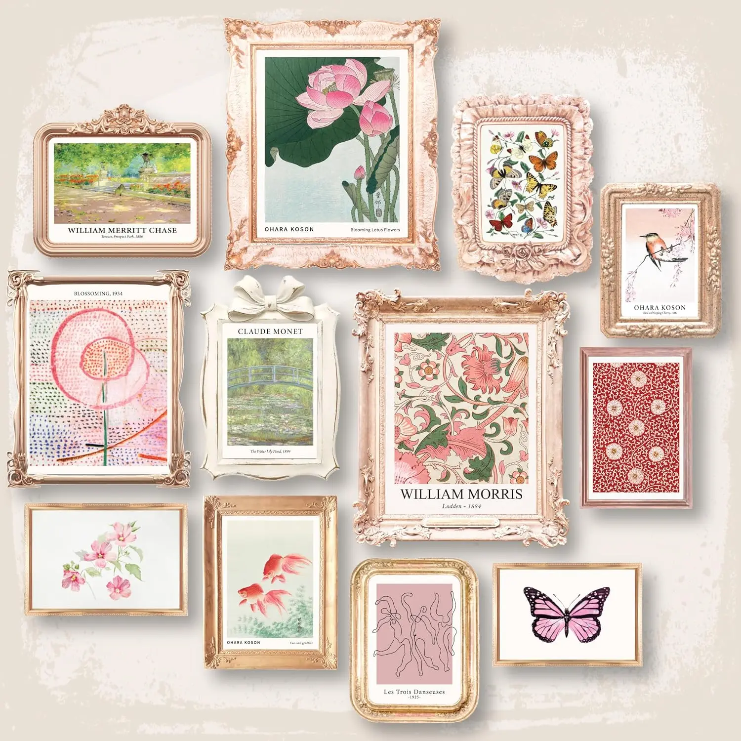 Pink  Room  Aesthetic - Eclectic Wall Art,   ation, Green and Pink Eclectic ation,  Posters Maximalist Gallery Wall Prints for Bedroom (Unframed)