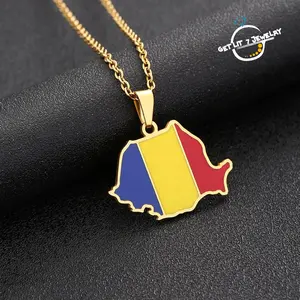 Romanian Map Necklace - Unisex | Top Choice for Daily Wear Jewelry | Anniversary Gift | Selected Gift | Creative Ethnic Map Pendant Necklace